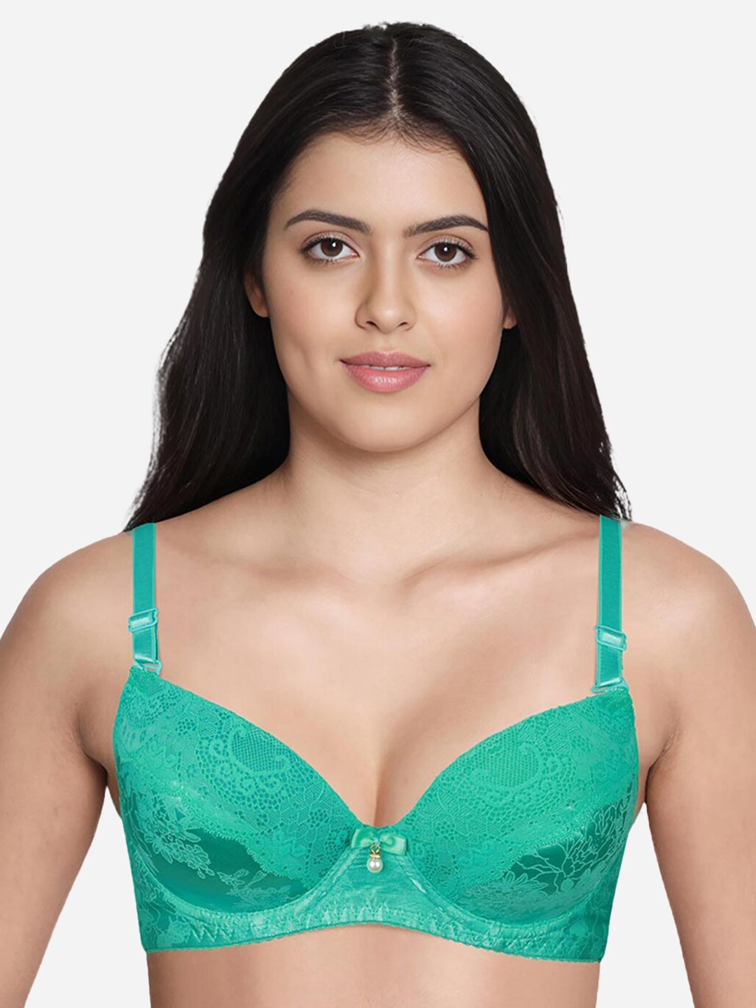 

Susie Medium Coverage Underwired Lightly Padded Balconette Bra With All Day Comfort, Green