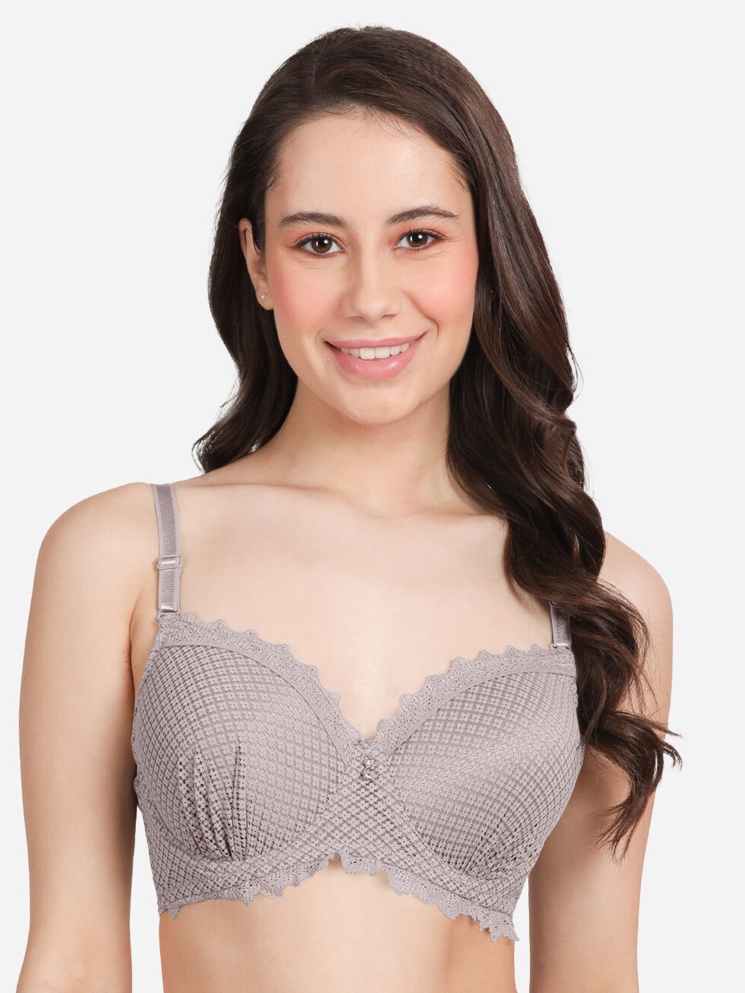 

Susie Medium Coverage Underwired Lightly Padded Balconette Bra With All Day Comfort, Grey