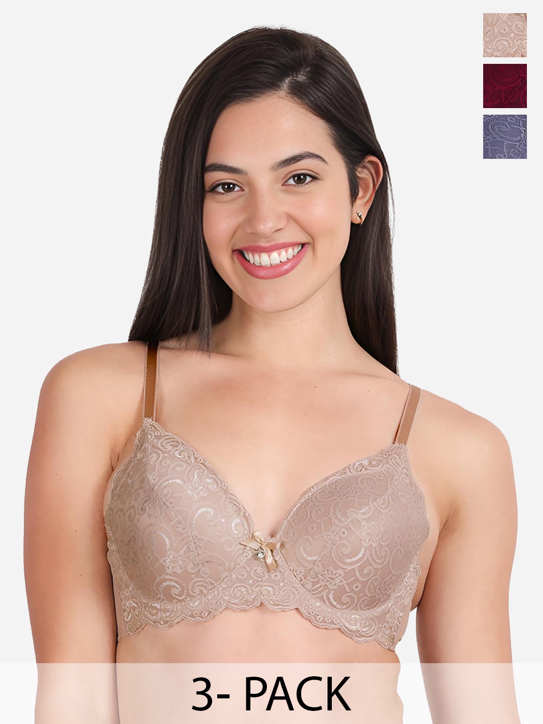 

Susie Pack Of 3 Full Coverage Underwired Lightly Padded Everyday Bra, Beige