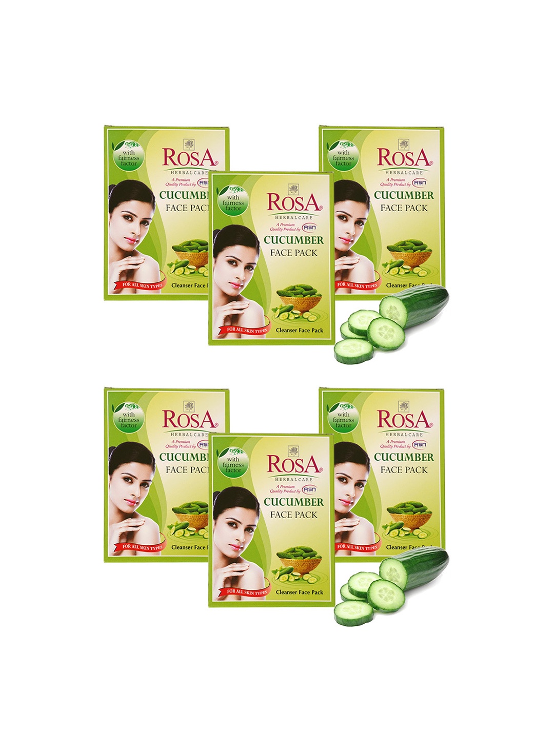 

ROSA Pack of 6 Cucumber Face Pack - 25 gm, Brown