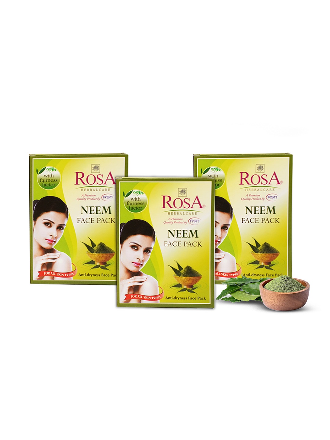 

ROSA Pack Of 3 Neem Face Pack To Remove Pimples & Blackheads - 100g, Brown