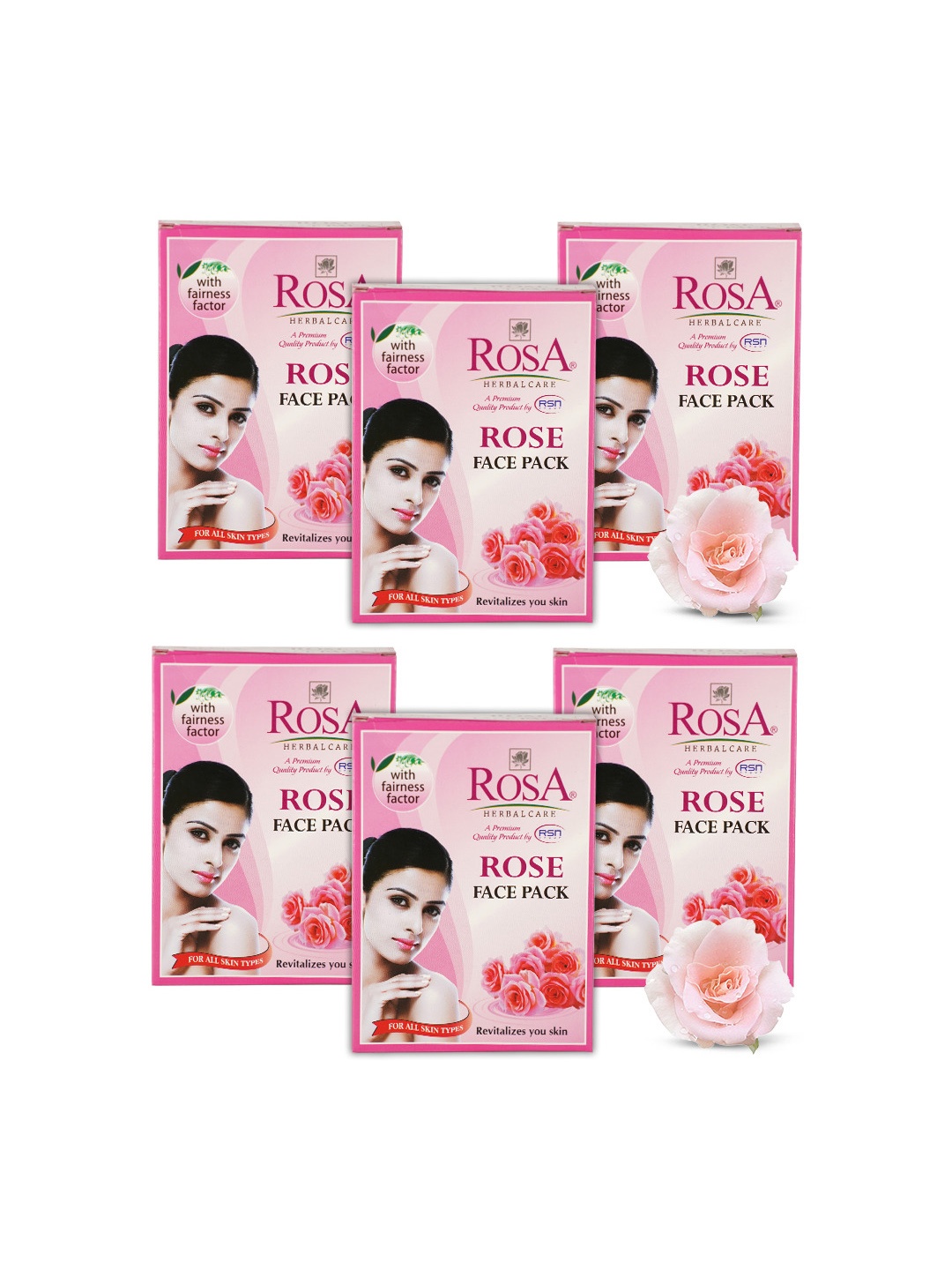 

ROSA Pack of 6 Herbal Care Rose Face Pack For Glowing & Tones Up Skin - 100g, Brown
