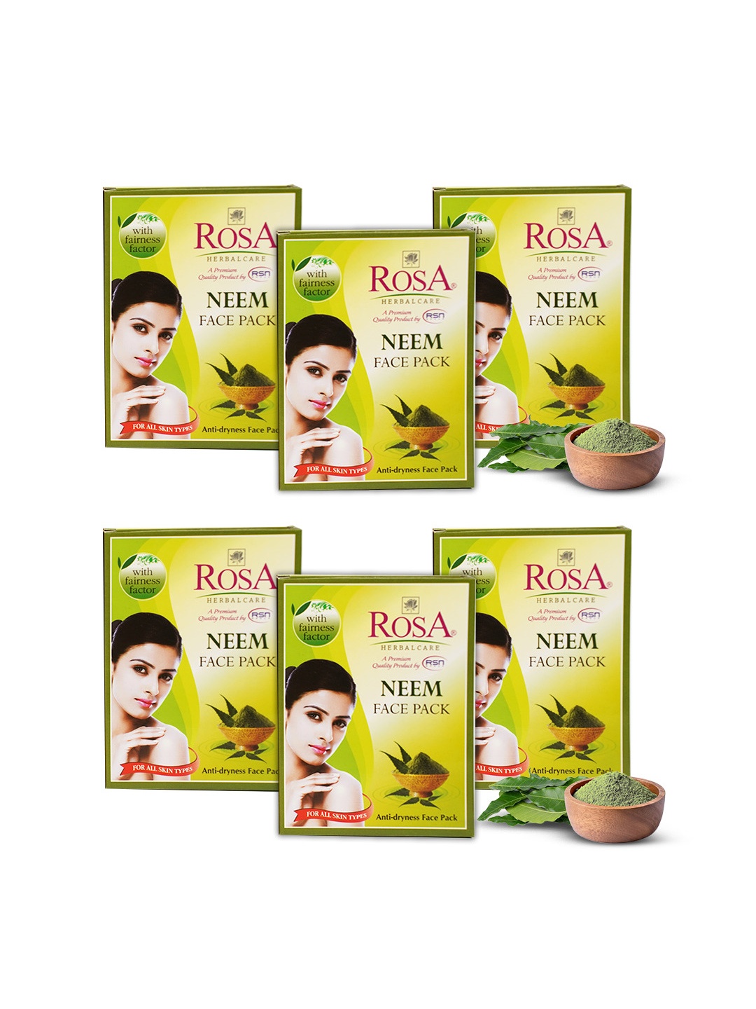 

ROSA Pack Of 6 Neem Face Pack - 25 gm, Brown