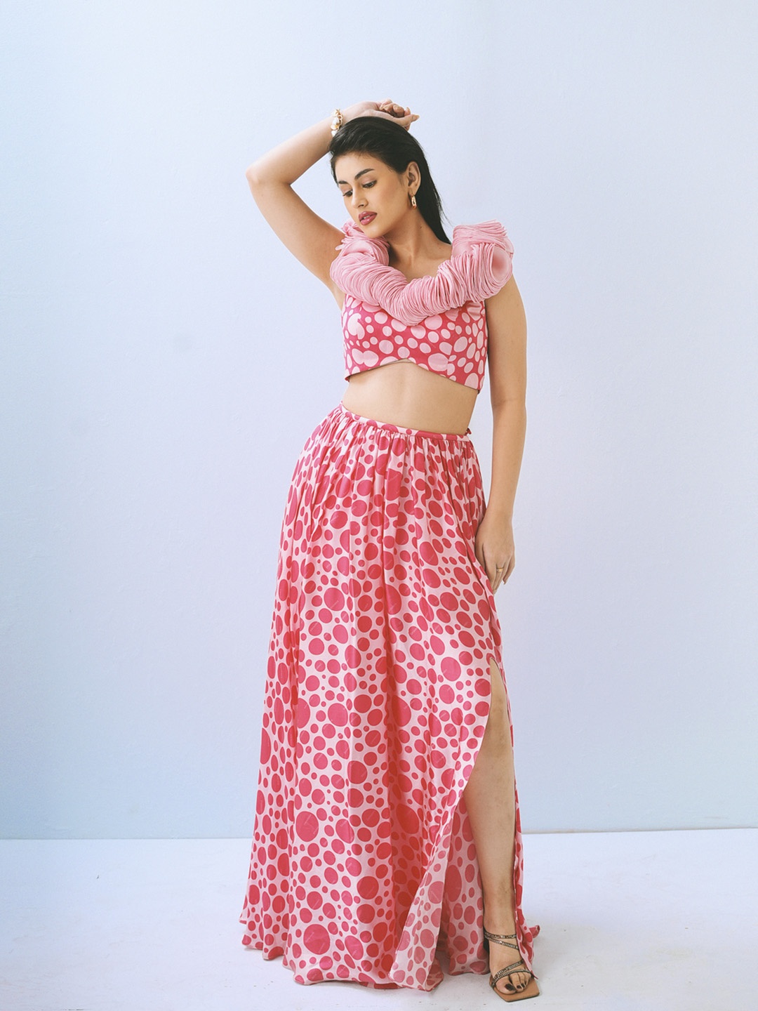 

Sayaanika Floral Print V-Neck Crepe Maxi Dress, Pink