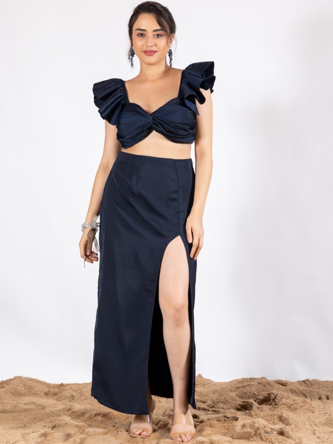 

HOUSE OF MIRA Crop Top With Skirt, Navy blue