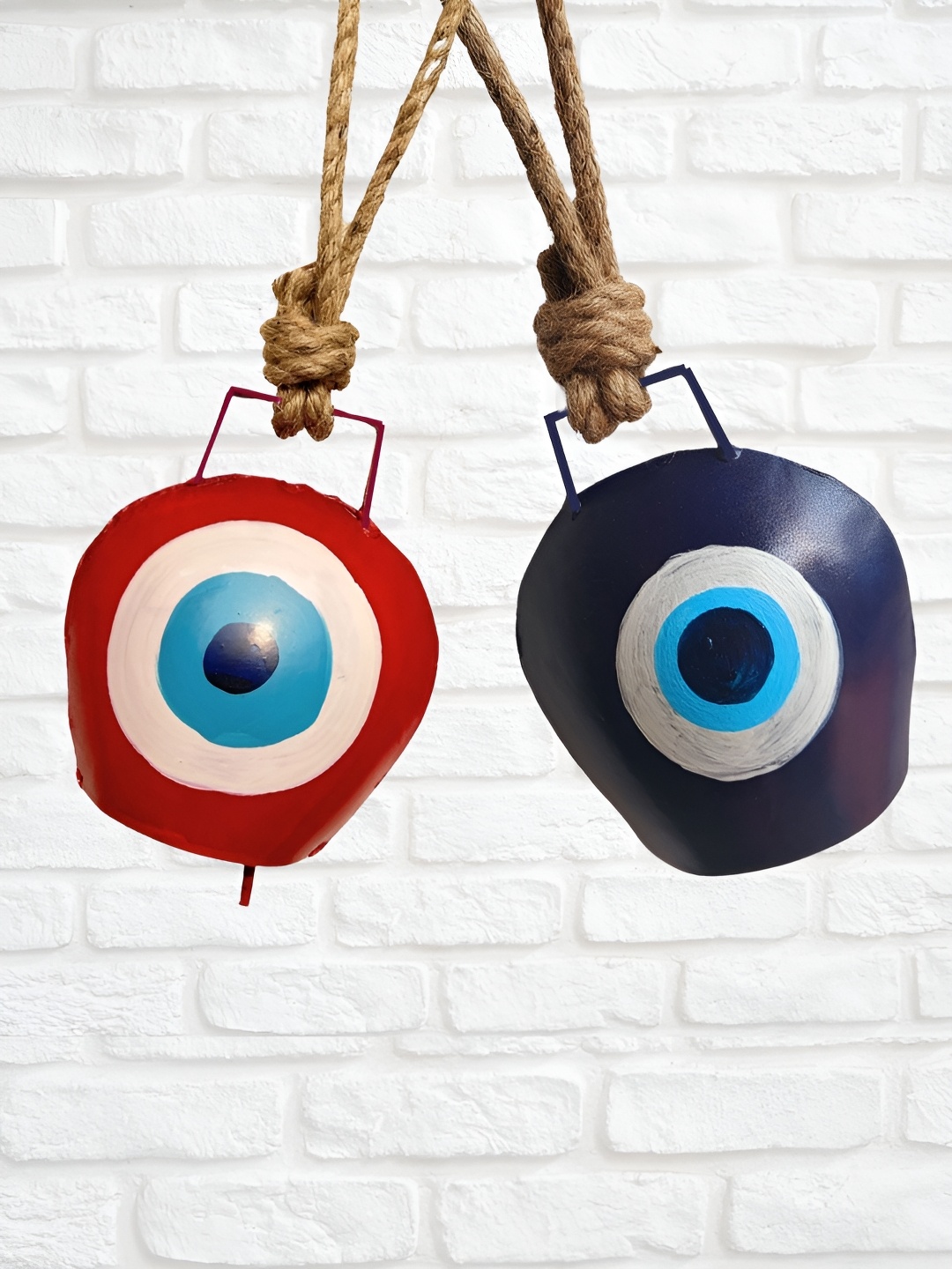 

JASMEY HOMES Blue & Red 2 Pieces Iron Evil Eye Wall Hanging Bell