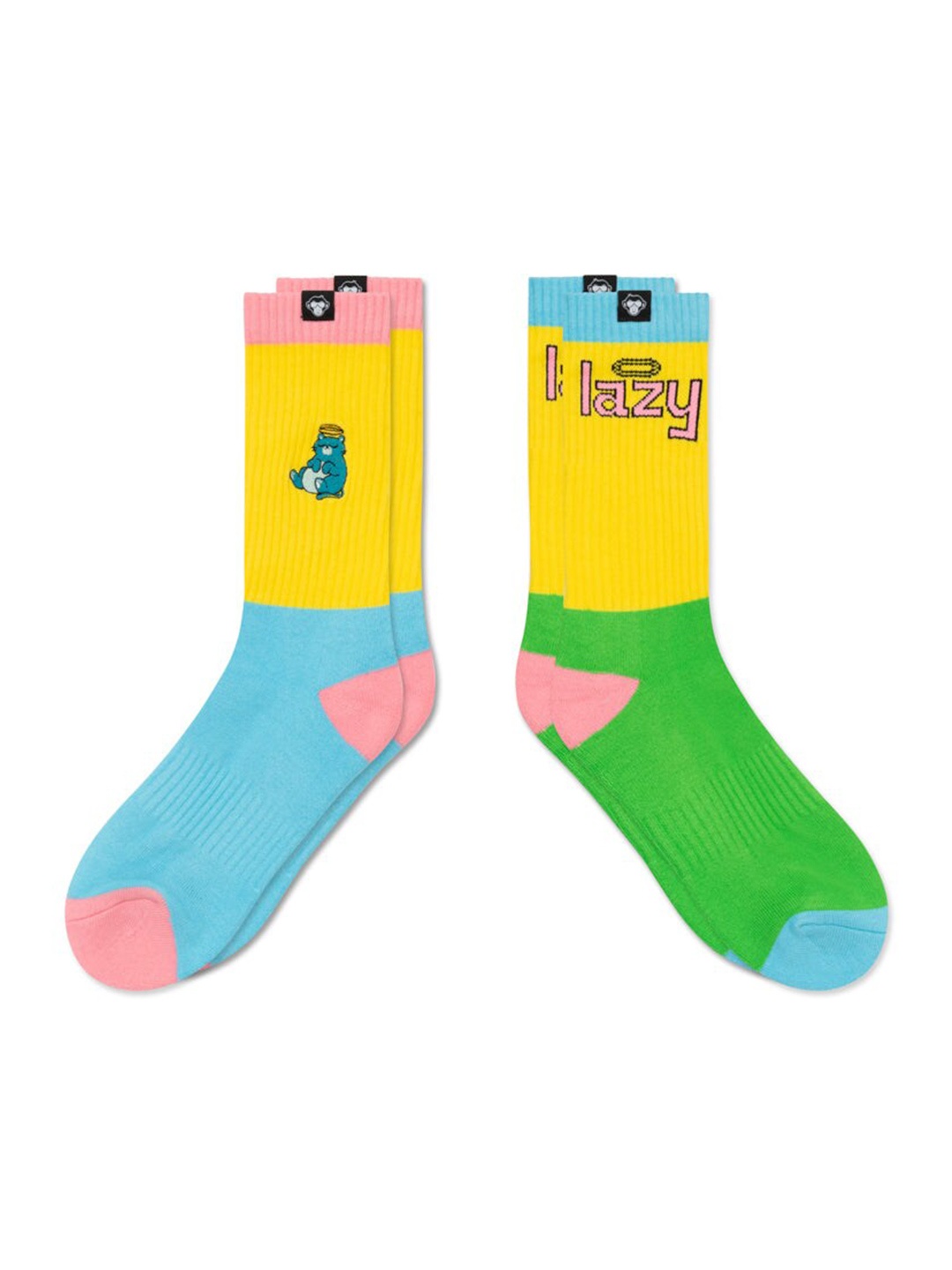 

Urban Monkey Pack Of 2 Patterned Calf-Length Cotton Socks, Blue