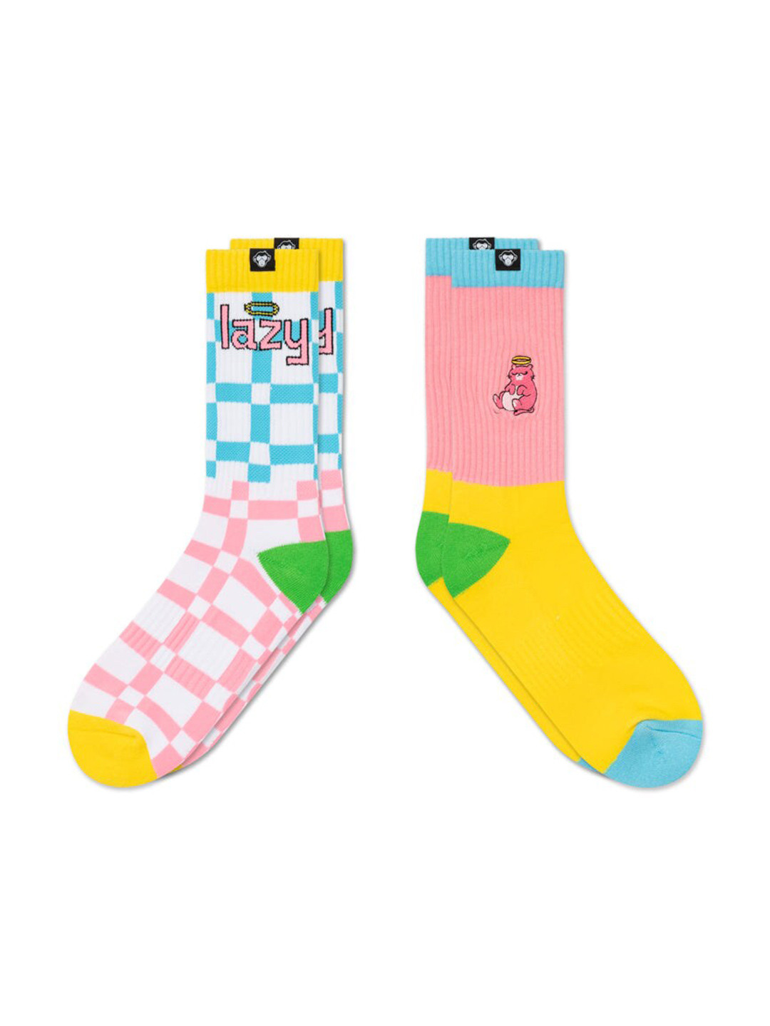 

Urban Monkey Pack Of 2 Patterned Calf-Length Cotton Socks, Pink