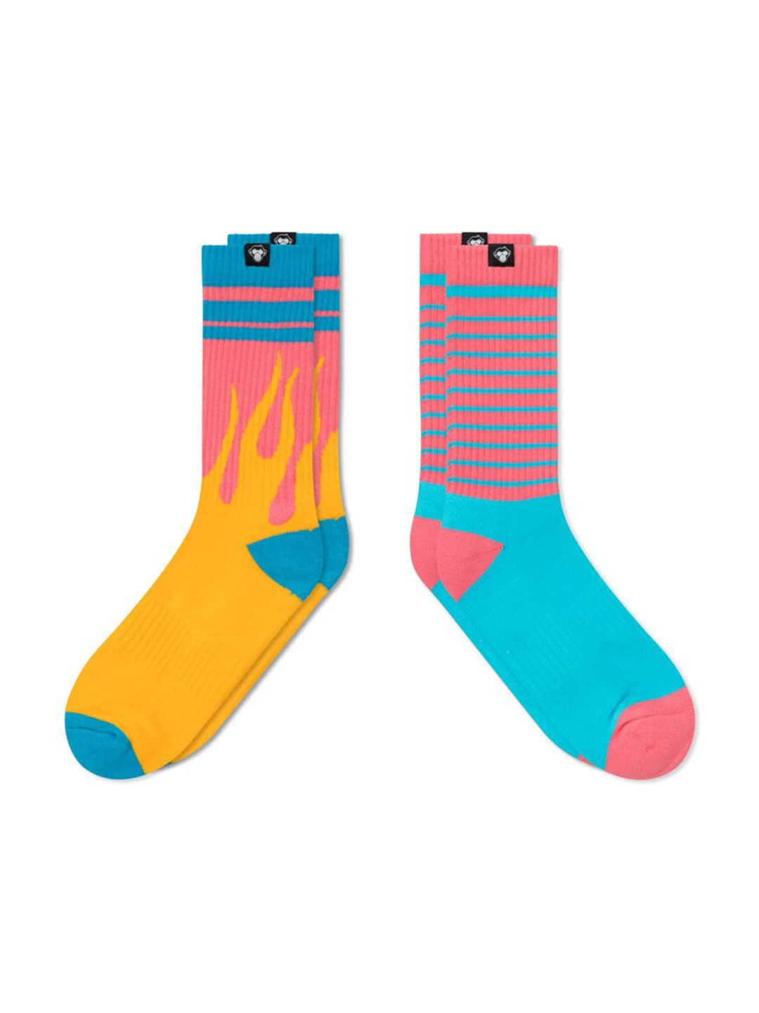

Urban Monkey Pack Of 2 Patterned Calf-Length Cotton Socks, Blue