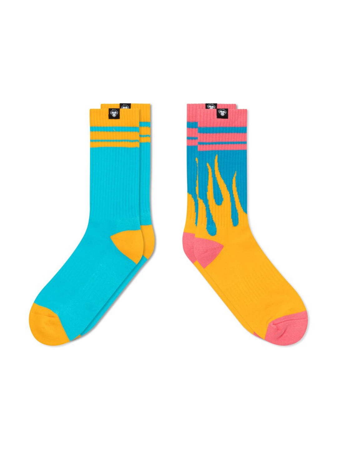 

Urban Monkey Pack Of 2 Patterned Calf-Length Cotton Socks, Blue