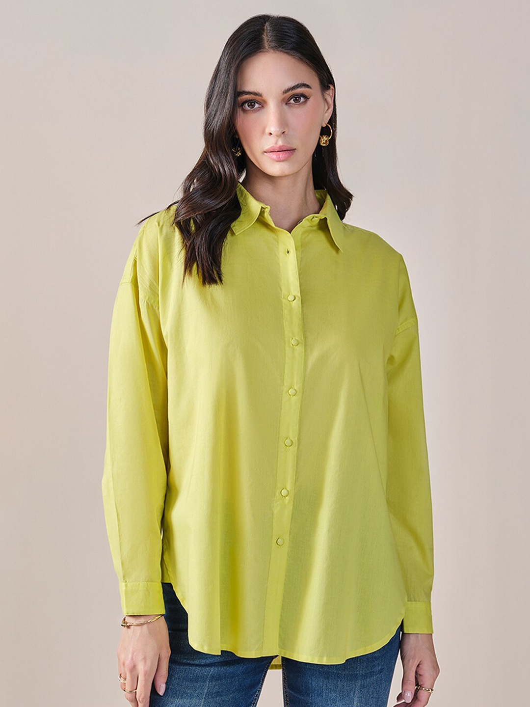 

AND Cotton Shirt Style Top, Yellow