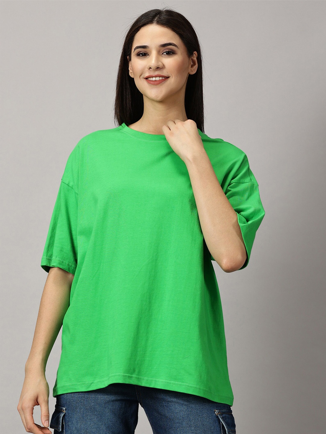 

THE HOLLANDER Drop-Shoulder Sleeves Pure Cotton Oversized T-shirt, Green