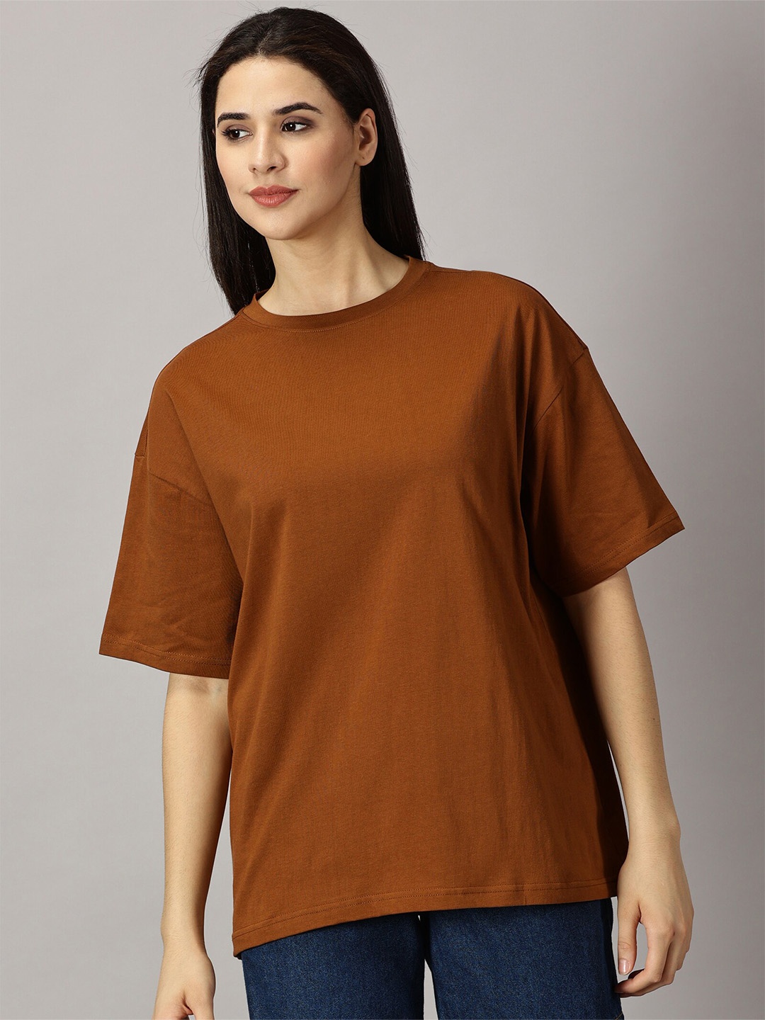 

THE HOLLANDER Drop-Shoulder Sleeves Pure Cotton Oversized T-shirt, Rust