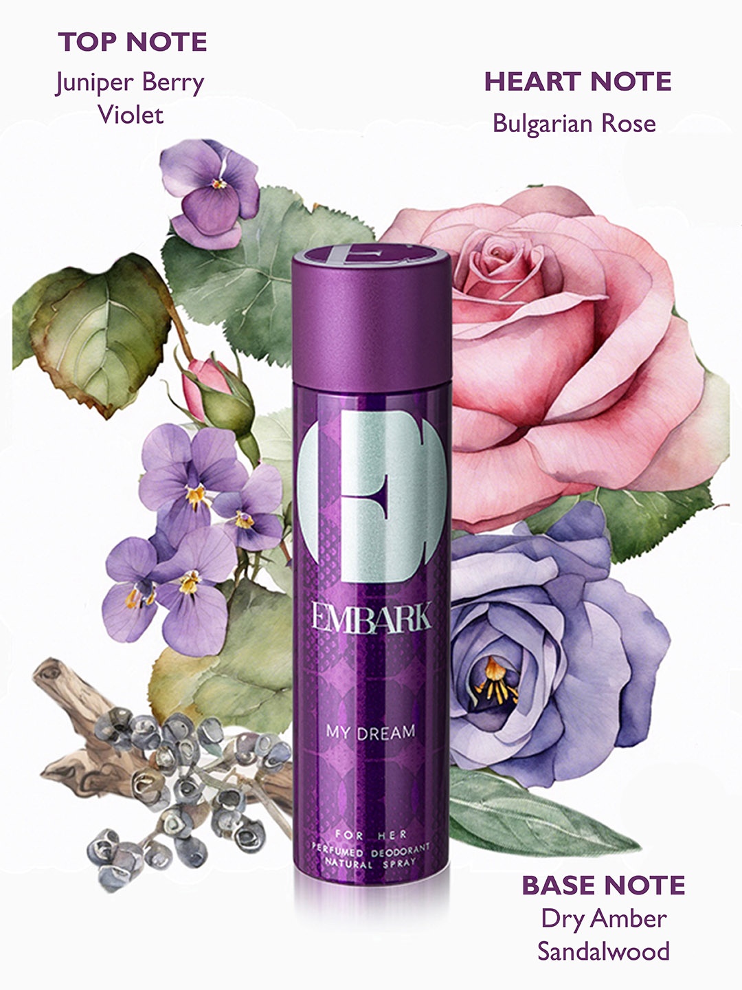 

EMBARK Women Set of 3 Embark Deodorant Natural Spray - 150 ml each, Purple