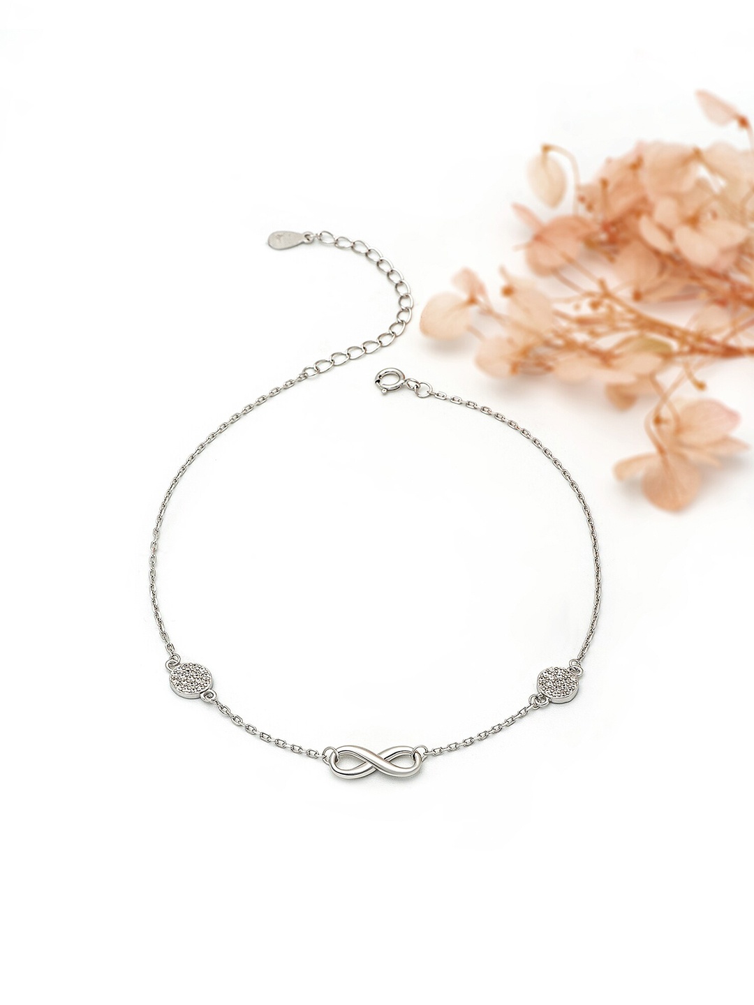 

SILBERRY 925 Sterling Silver Rhodium Plated Crystals Anklet