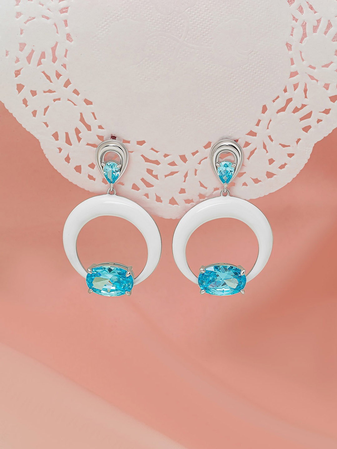

SILBERRY Rhodium-Plated 925 Sterling Silver Contemporary Drop Earrings