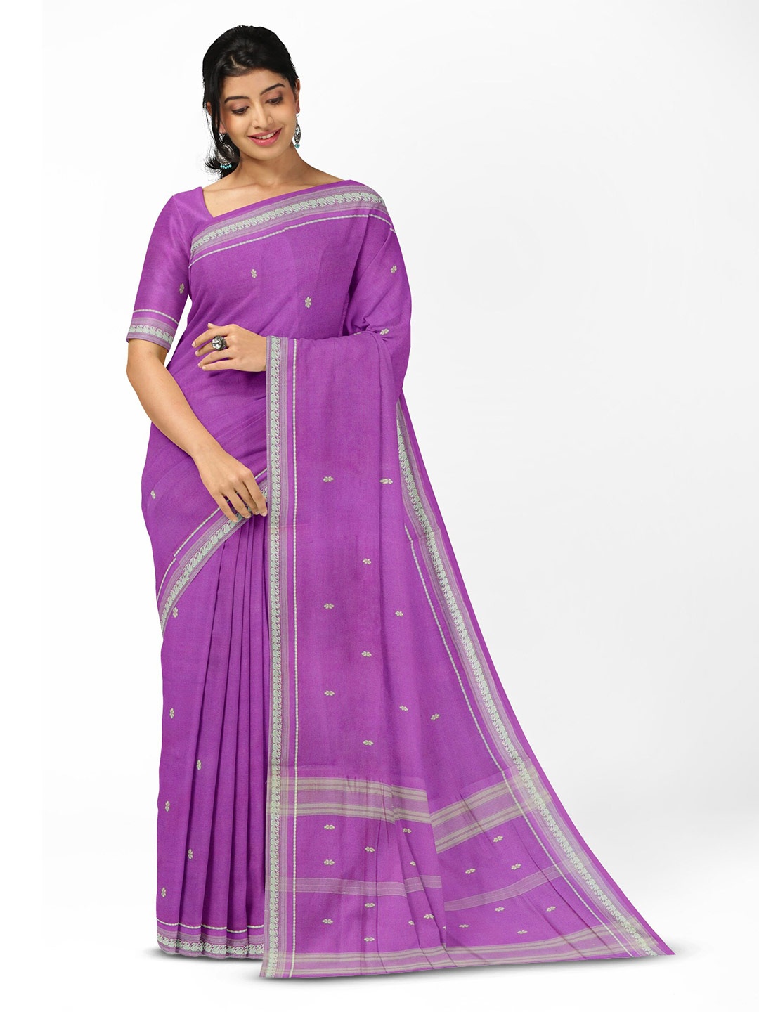 

APCO Ethnic Woven Design Pure Cotton Saree, Violet