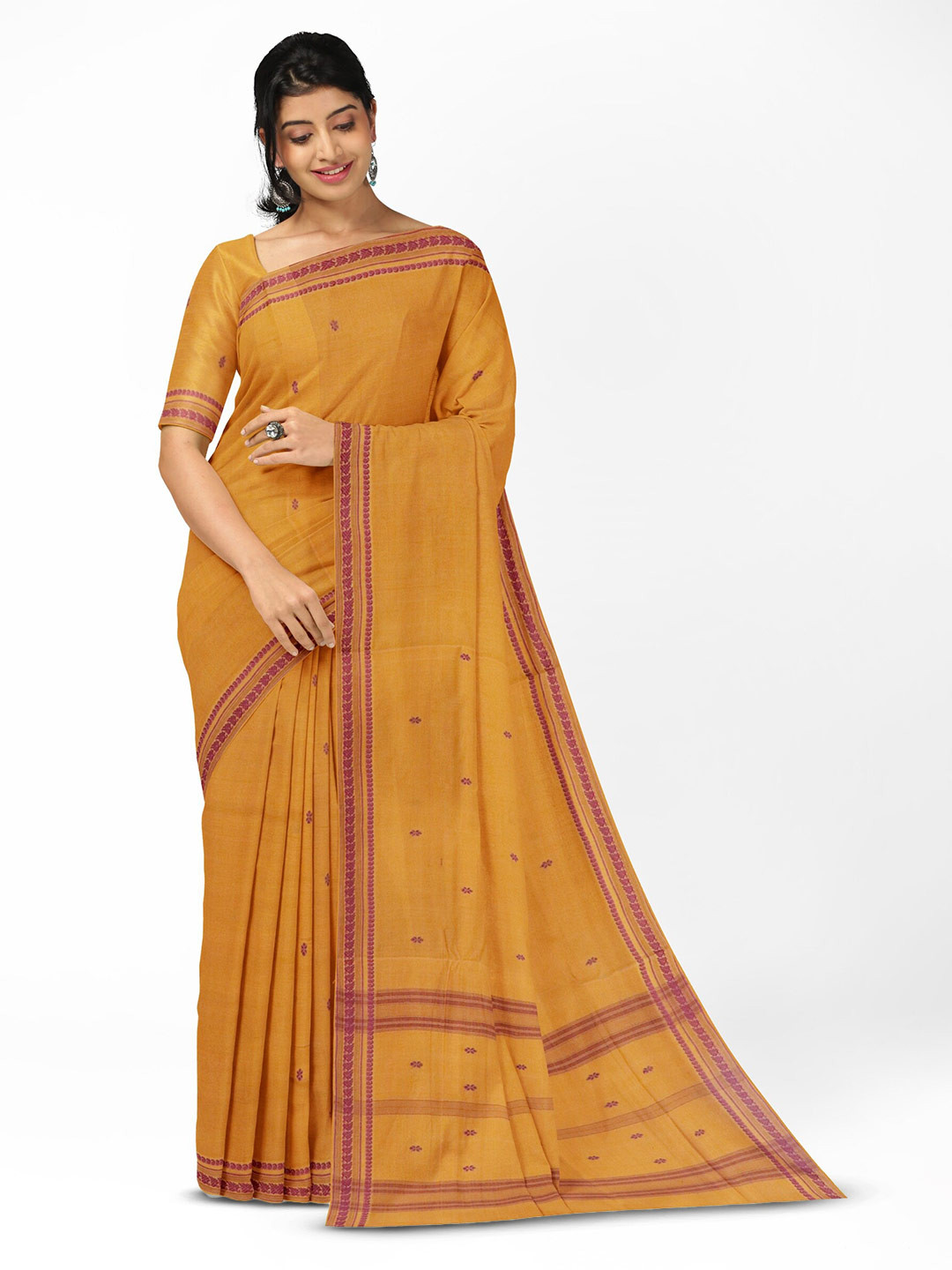 

APCO Ethnic Motifs Woven Design Pure Cotton Saree, Yellow
