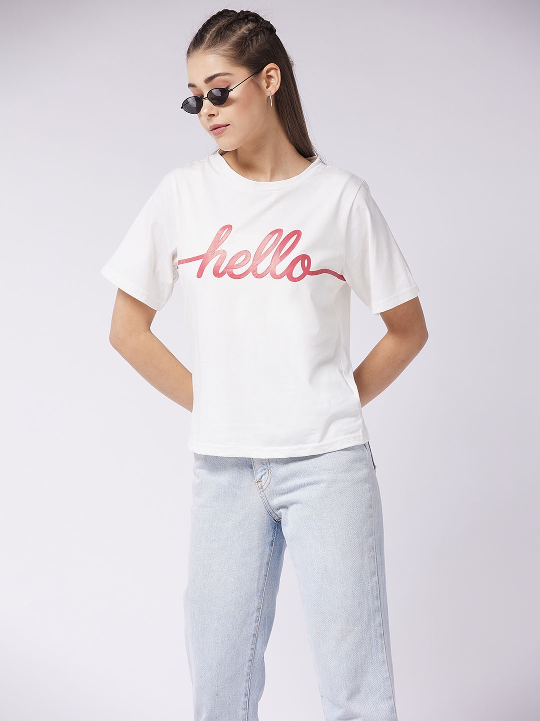 

The Roadster Lifestyle Co. White Typography Printed Pure Cotton Relaxed Fit T-Shirt