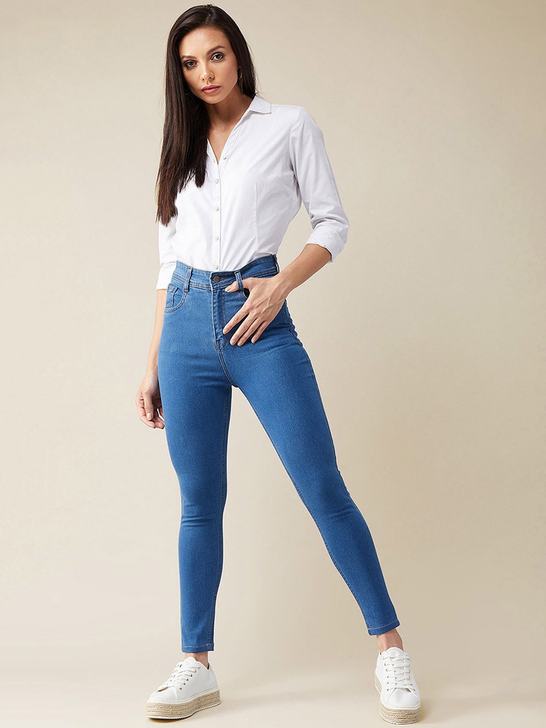 

The Roadster Lifestyle Co. Express Yourself Blue Women High-Rise Skinny-Fit Jeans