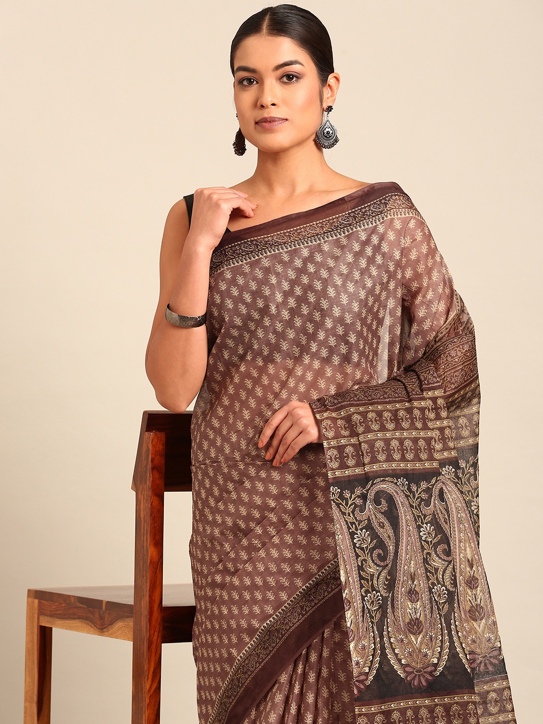 

SHANVIKA Ethnic Motifs Pure Cotton Saree, Mauve