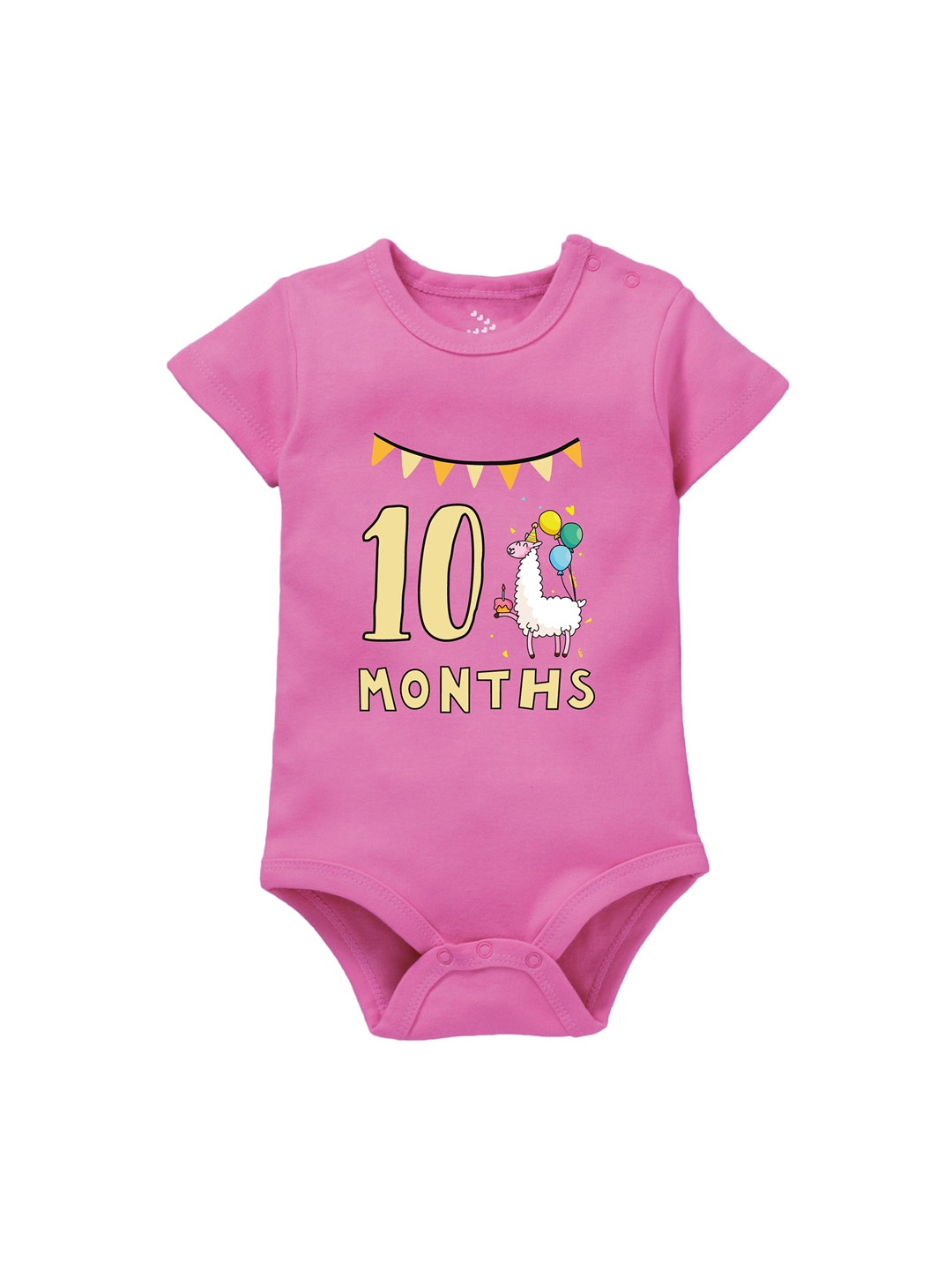 

Zeezeezoo Infants 10 Months Birthday Animal Printed Pure Cotton Bodysuit, Pink
