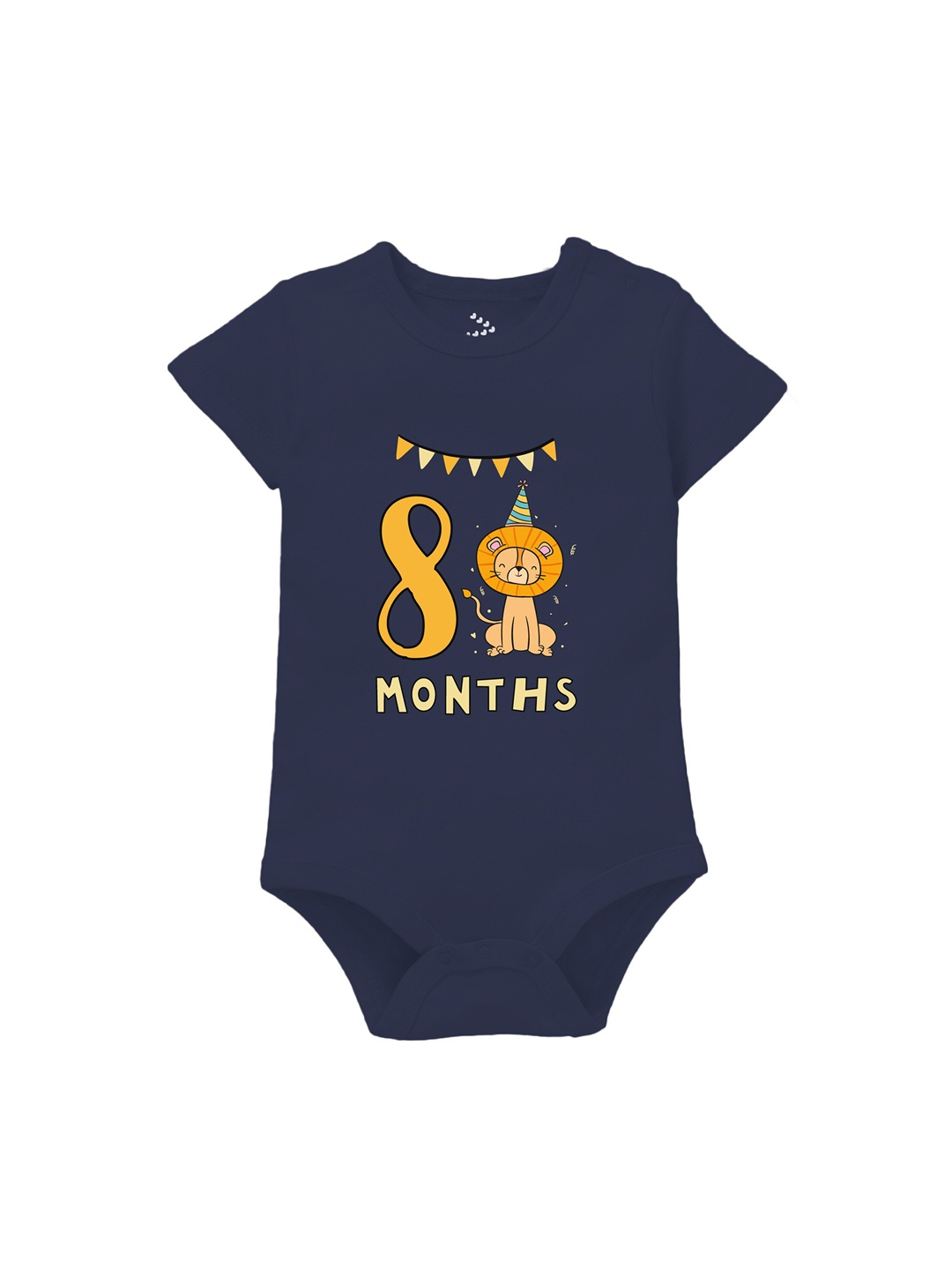 

Zeezeezoo Infants 8 Months Birthday Animal Printed Pure Cotton Bodysuit, Navy blue