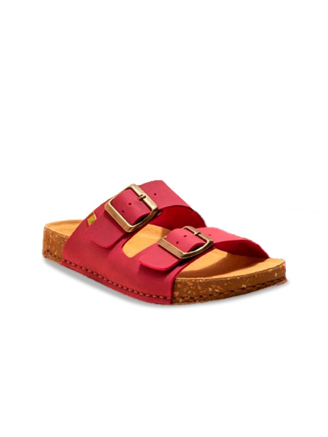 

El Naturalista Open Toe Leather Flatform Heels, Red