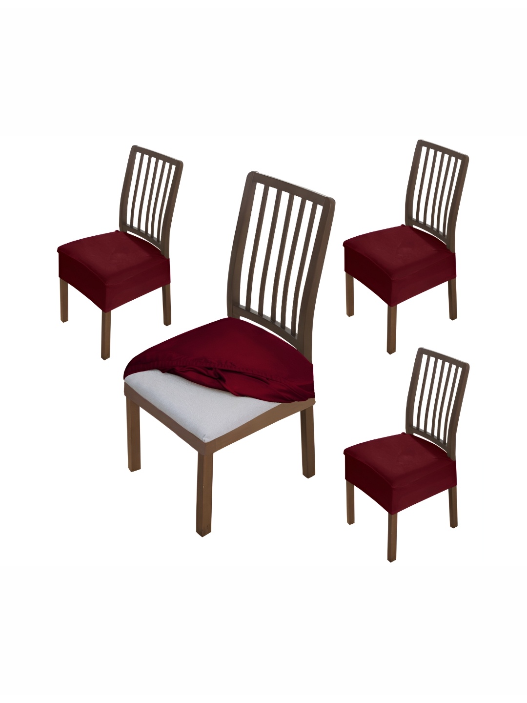 

HOKIPO Burgundy 4 Pieces Velvet Chair Covers
