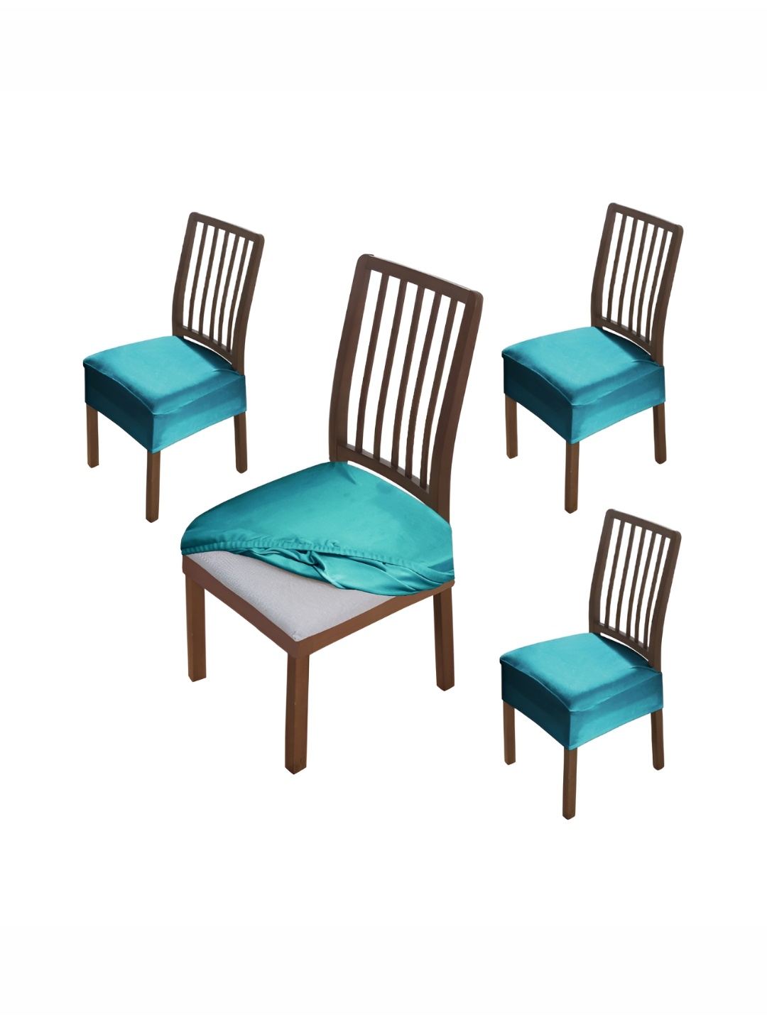 

HOKIPO Turquoise Blue 4 Pieces Velvet Chair Covers