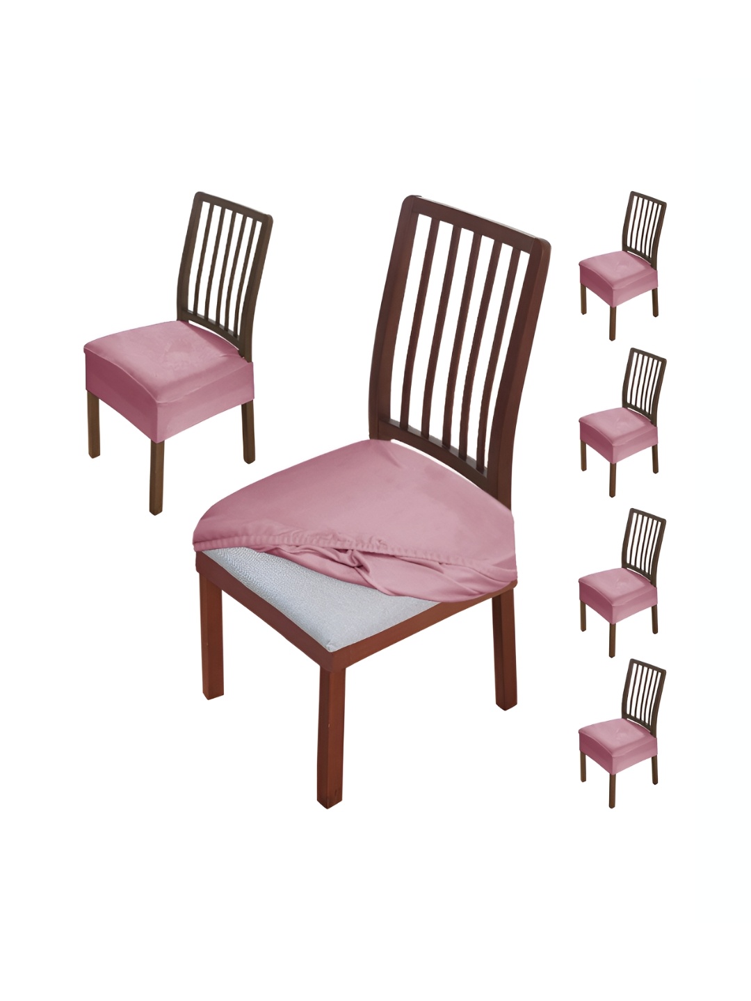 

HOKIPO Pink 6 Pieces Velvet Chair Covers