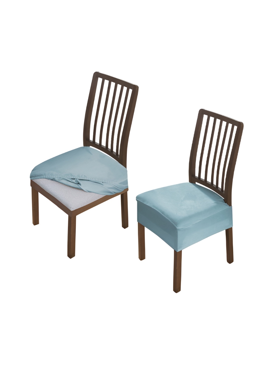 

HOKIPO Blue 2 Pieces Velvet Chair Seat Covers