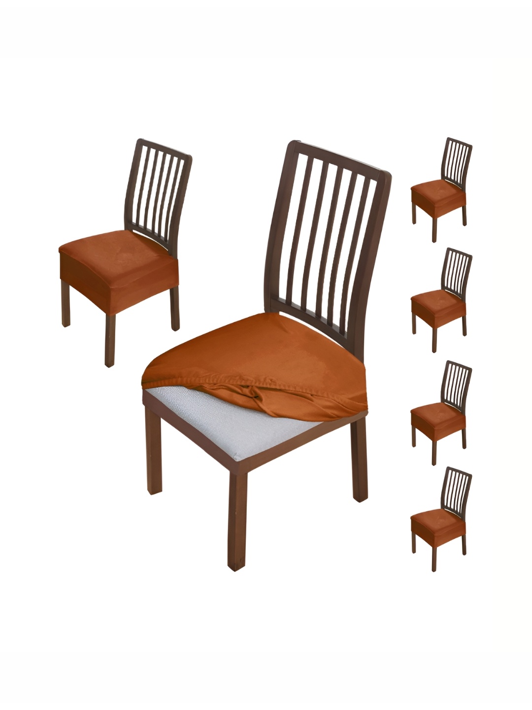 

HOKIPO Brown 6 Pieces Velvet Chair Seat Covers