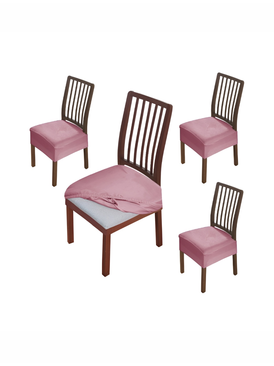 

HOKIPO Pink 4 Pieces Velvet Chair Covers