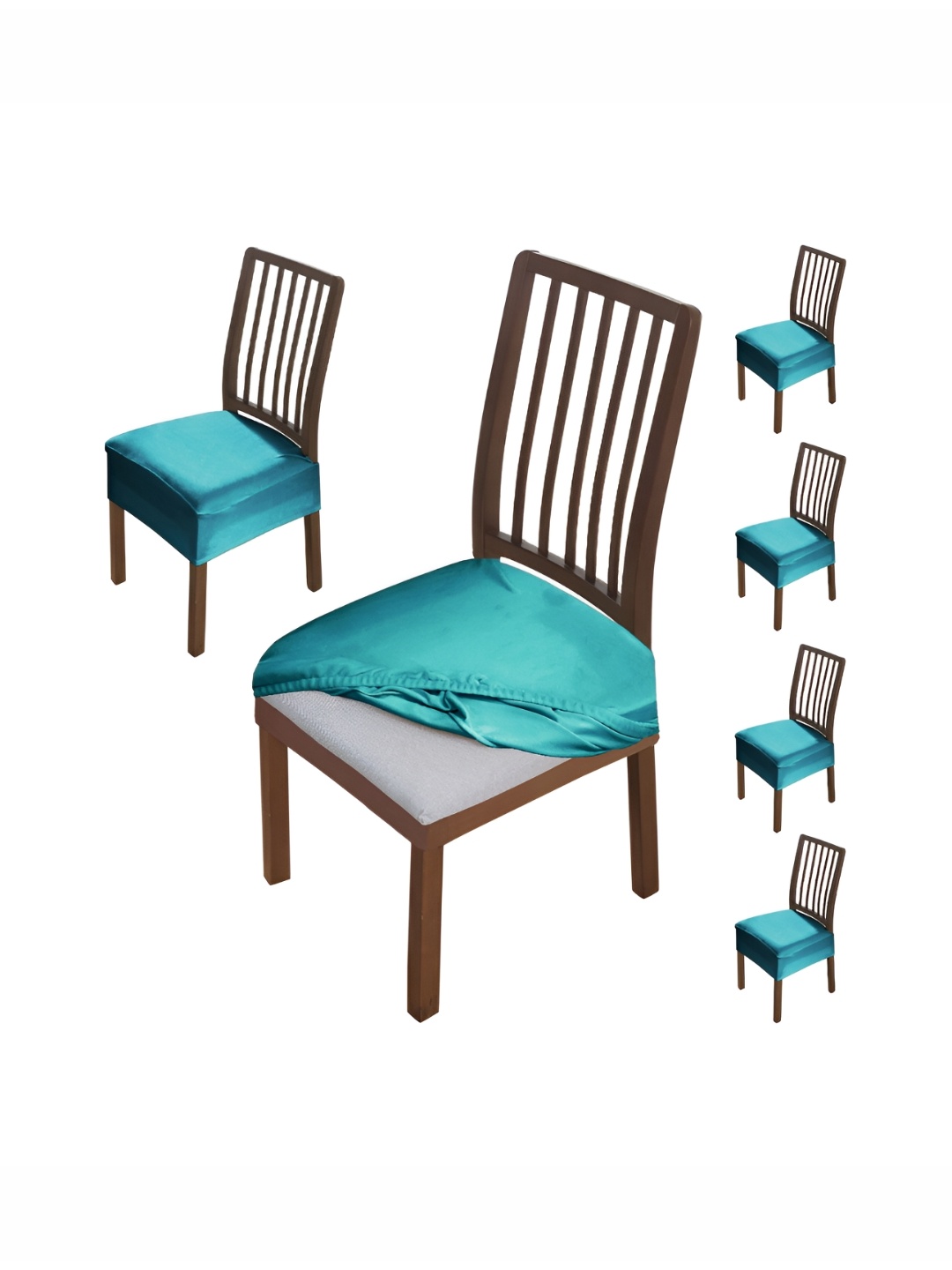 

HOKIPO Turquoise 6 Pieces Blue Velvet Chair Covers, Turquoise blue