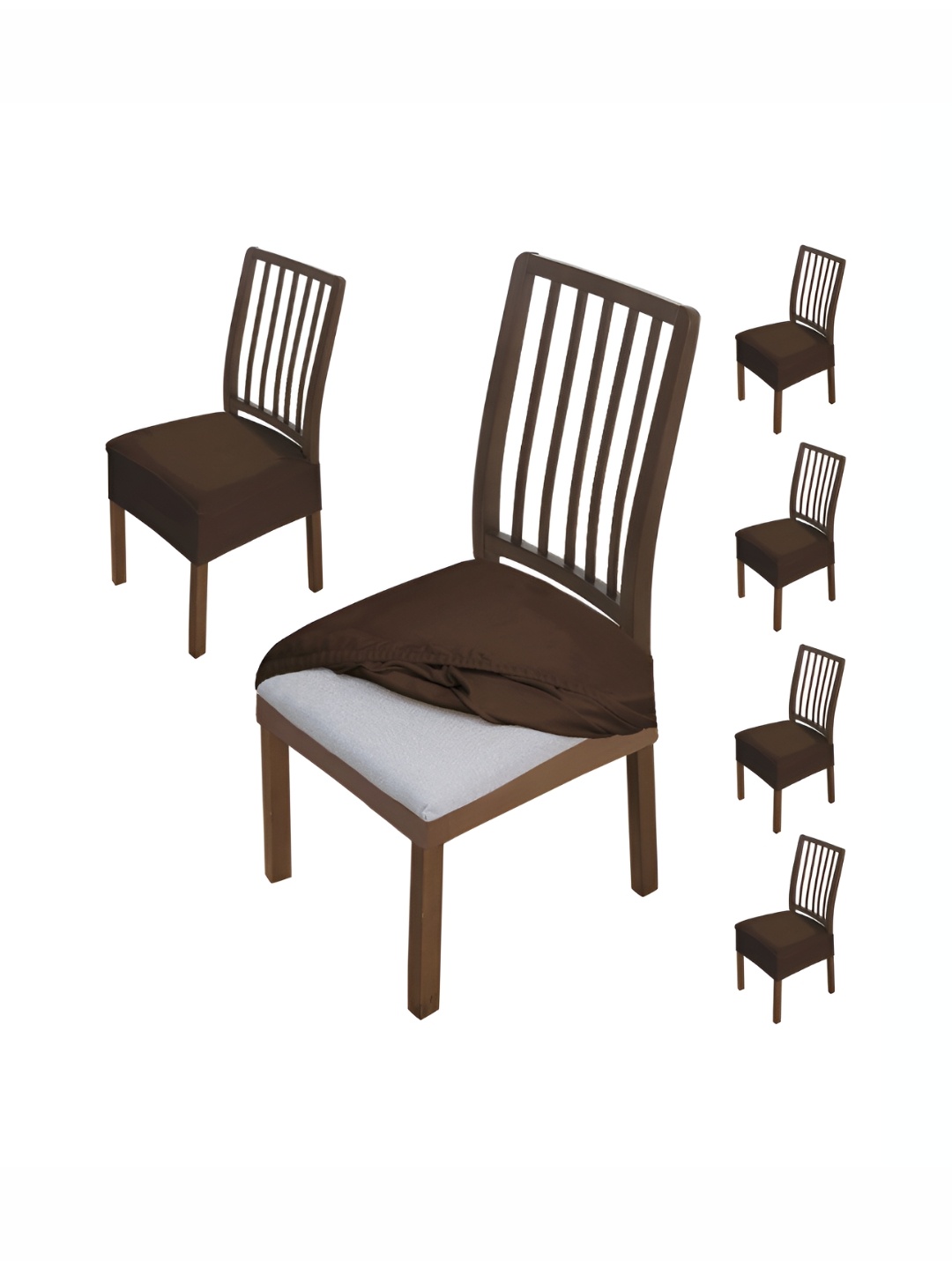 

HOKIPO Brown 6 Pieces Velvet Chair Covers