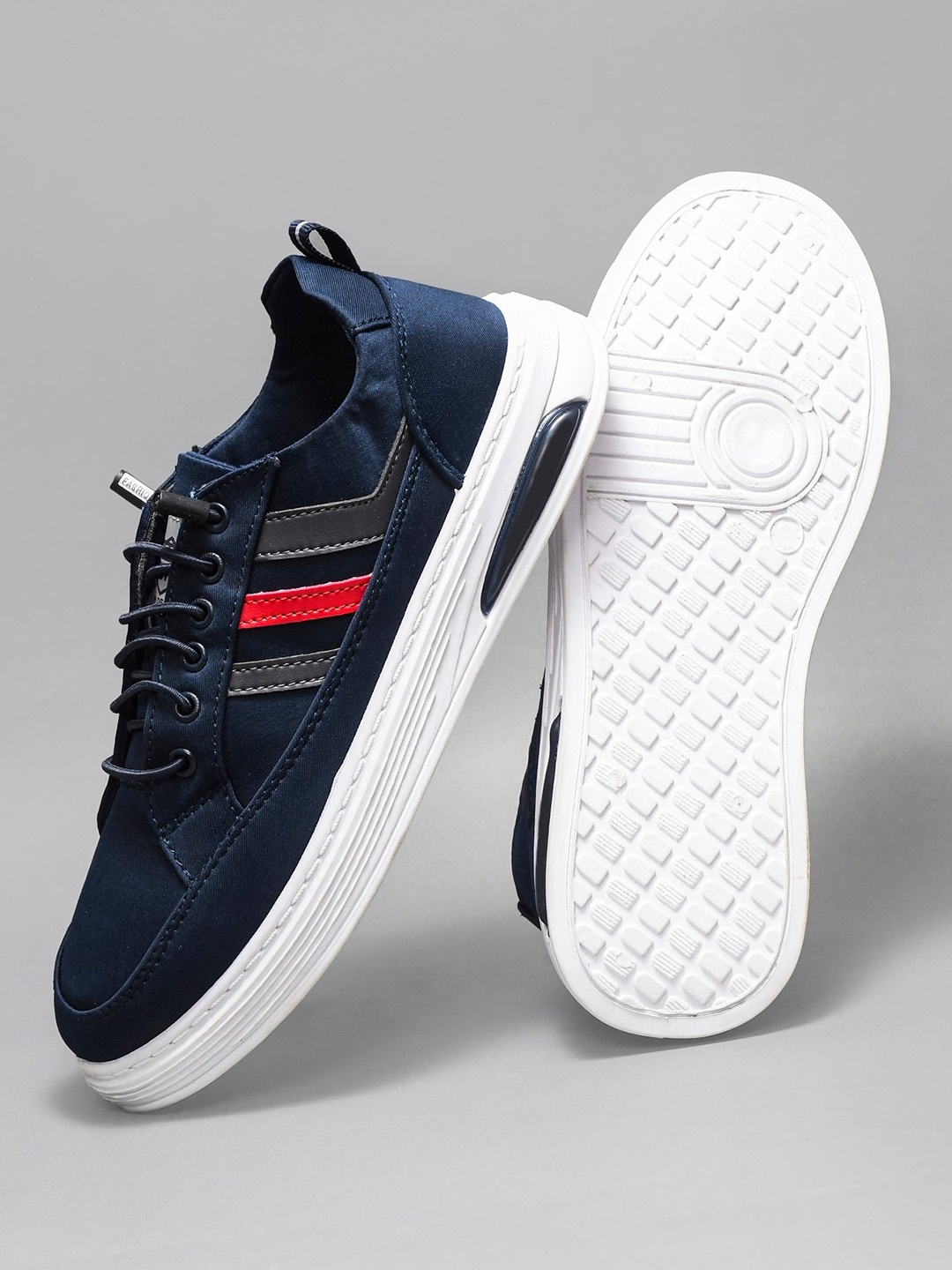 

Try Me Men Striped Round Toe Lightweight Memory Foam Sneakers, Navy blue