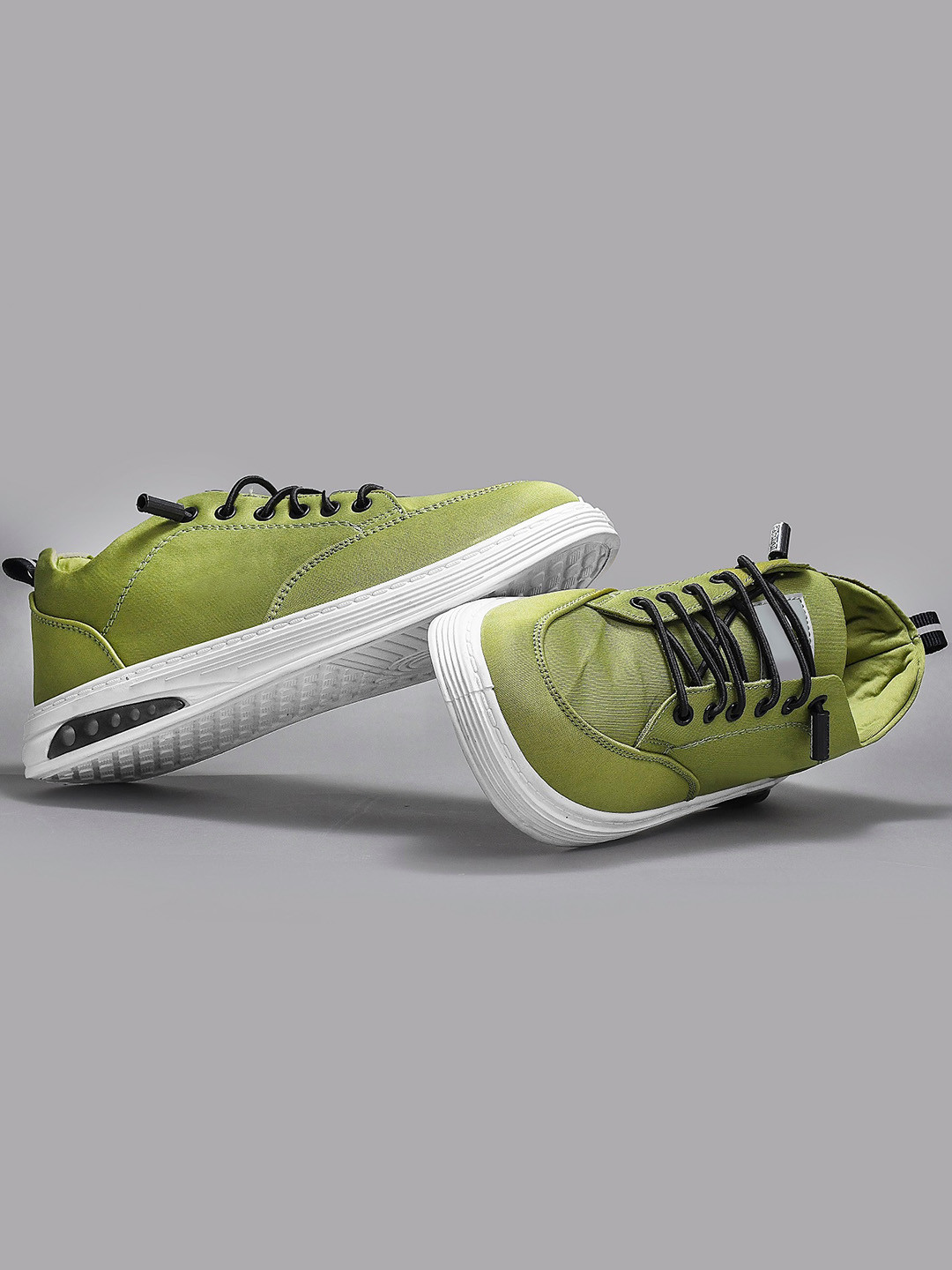 

Try Me Men Textured Lightweight Memory Foam Contrast Sole Canvas Lace-Up Sneakers, Green