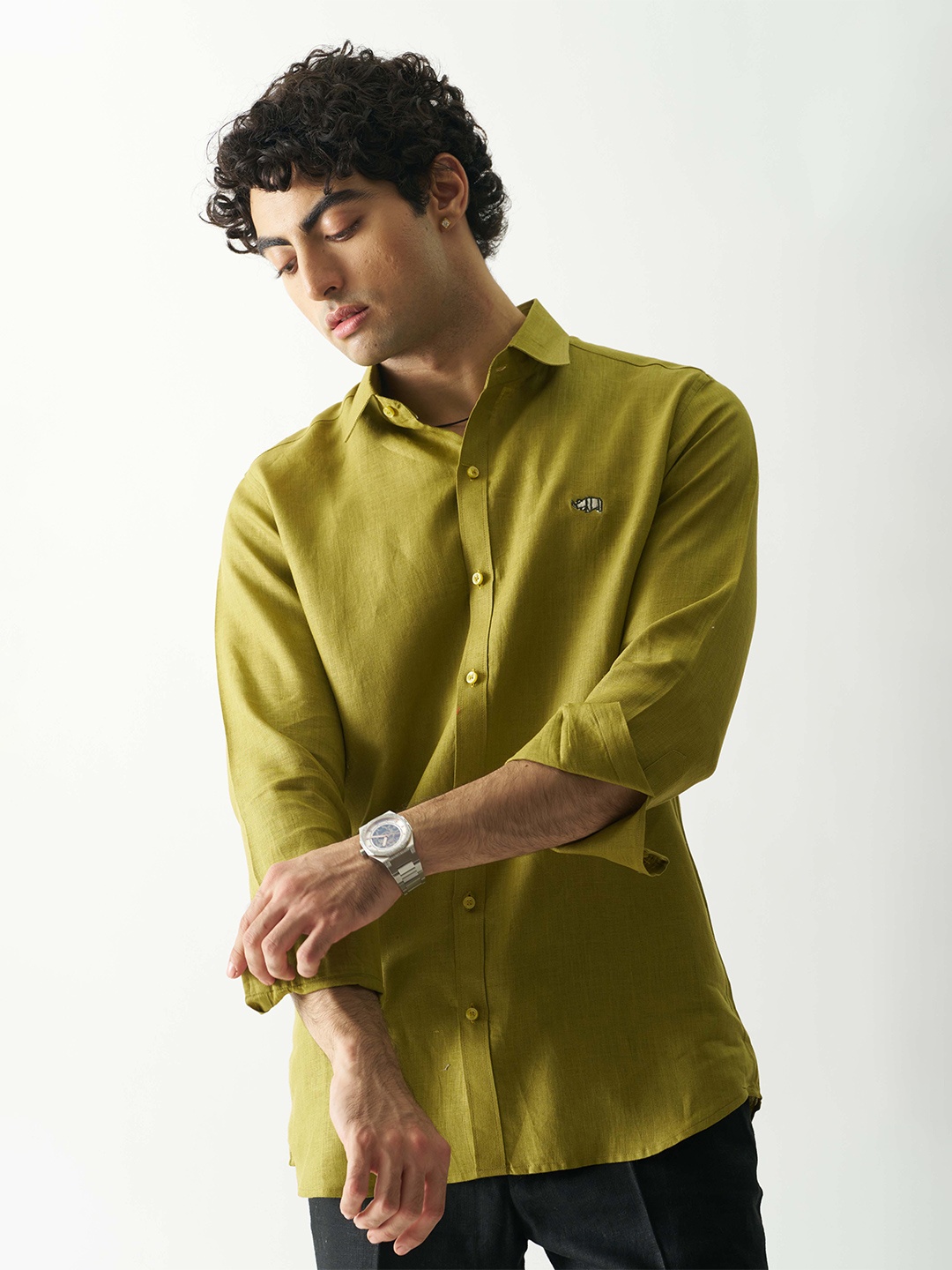

Cultura Studio Comfort Full Sleeve Linen Shirt, Khaki
