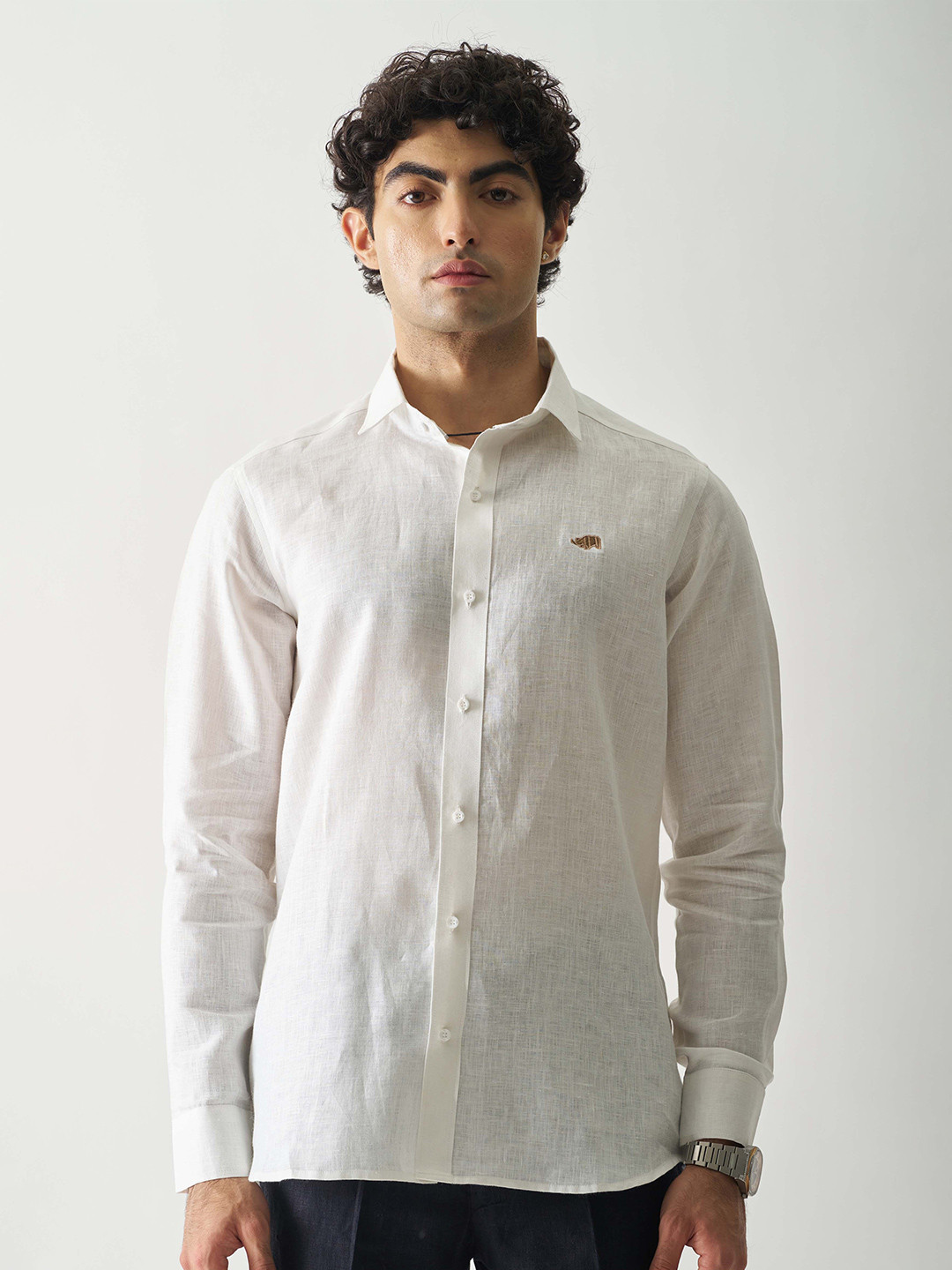 

Cultura Studio Comfort Spread Collar Linen Semiformal Shirt, White
