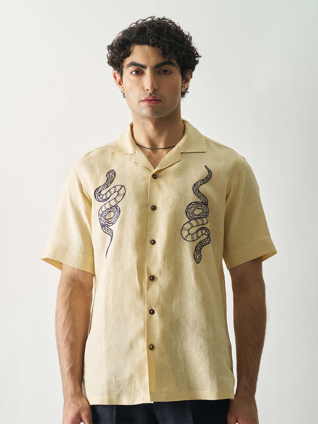 

Cultura Studio Comfort Linen Casual Shirt, Champagne