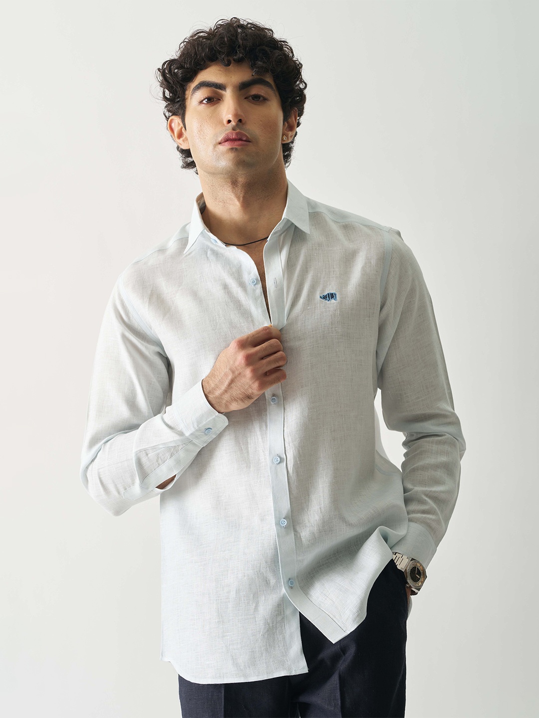 

Cultura Studio Comfort Full Sleeve Linen Shirt, Blue