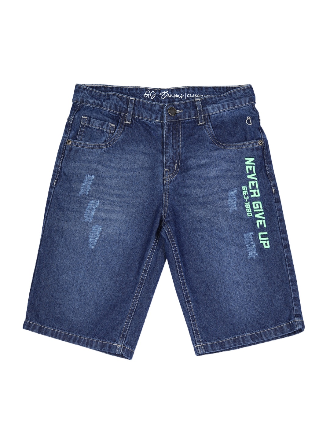 

Gini and Jony Infants Boys Washed Mid-Rise Denim Shorts, Navy blue