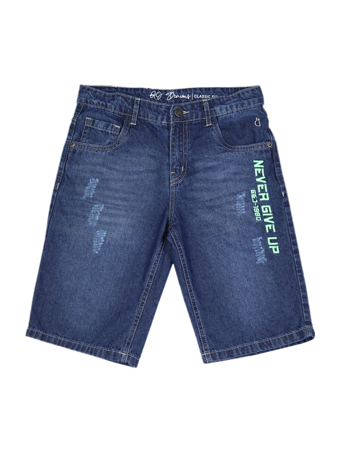 

Gini and Jony Boys Washed Mid Rise Denim Shorts, Navy blue