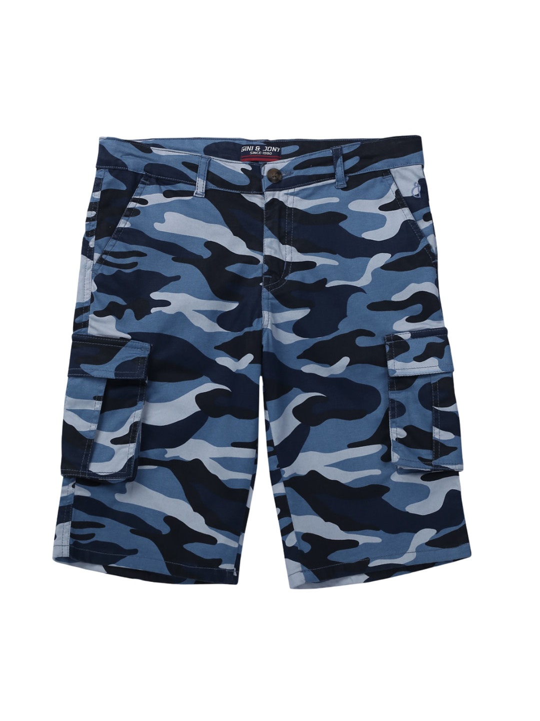 

Gini and Jony Boys Camouflage Printed Cargo Shorts, Black