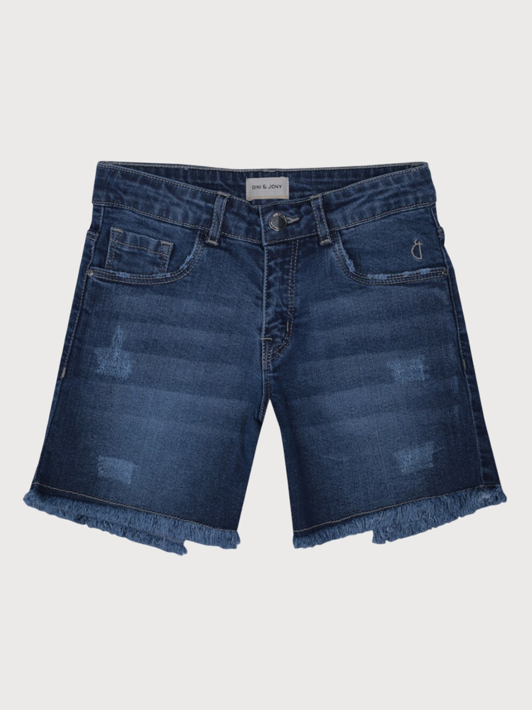 

Gini and Jony Girls Washed Regular Fit Denim Shorts, Navy blue