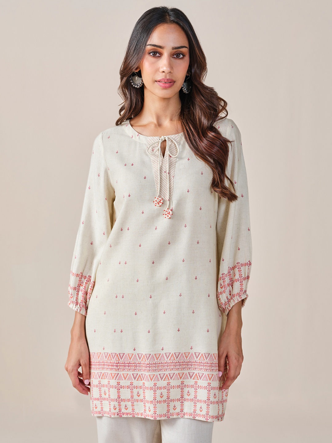 

Global Desi Printed Ethnic Tunic, Off white