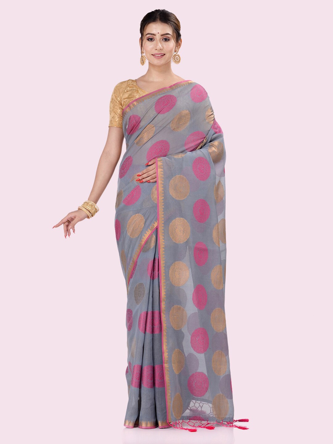 

BANARASI PATOLA Ethnic Motifs Woven Design Banarasi Saree, Grey