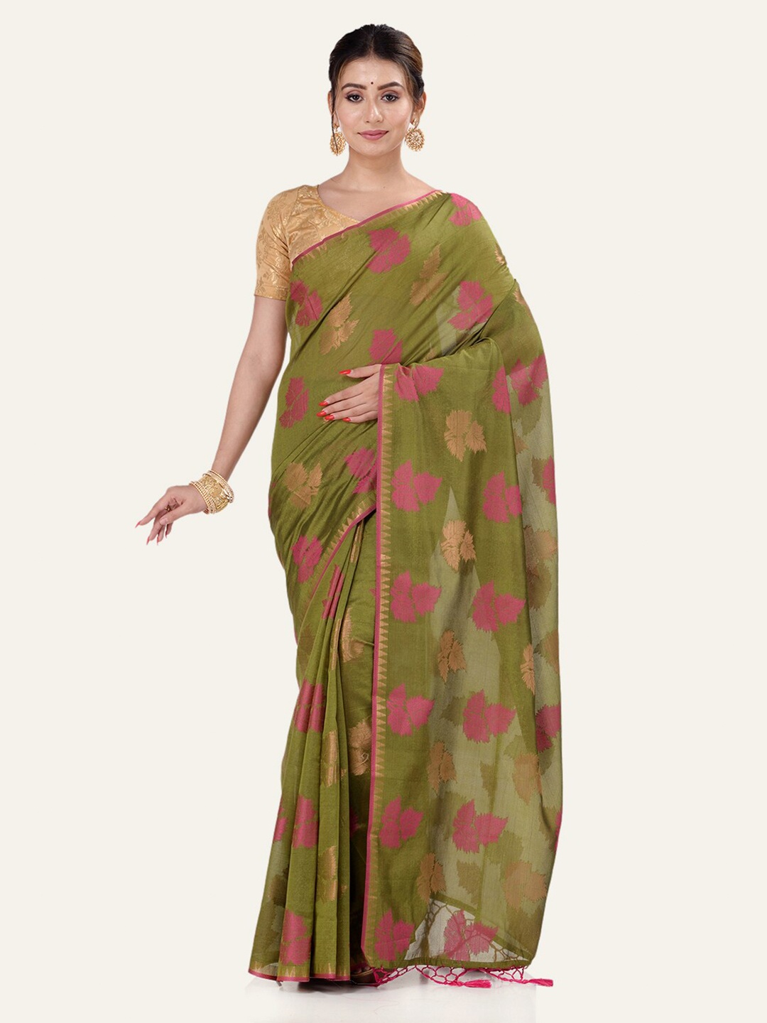 

BANARASI PATOLA Ethnic Motifs Woven Design Banarasi Saree, Green