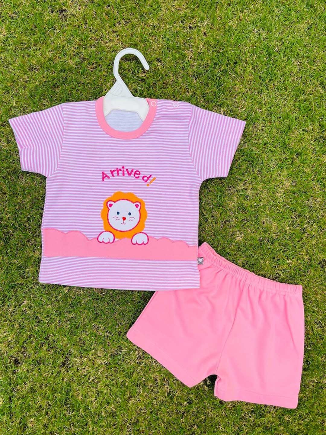 

BAESD Infants Striped T-shirt With Shorts, Pink
